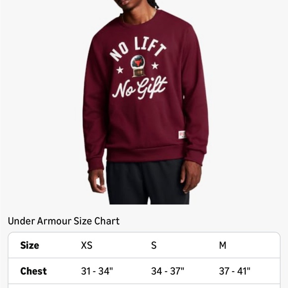 Under Armour Men's Small Project Rock Red One “No Lift No Gift” Sweater NWT - Picture 6 of 8